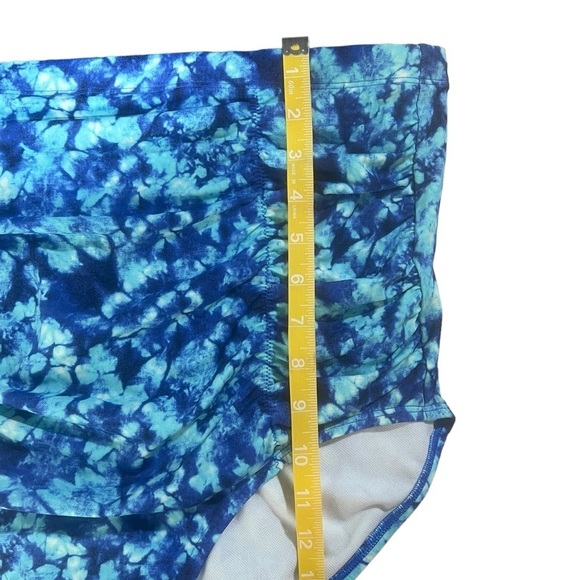 Swimsuits For All Women's Plus Size Shirred High Waist Swim Brief in Blue - Picture 5 of 10